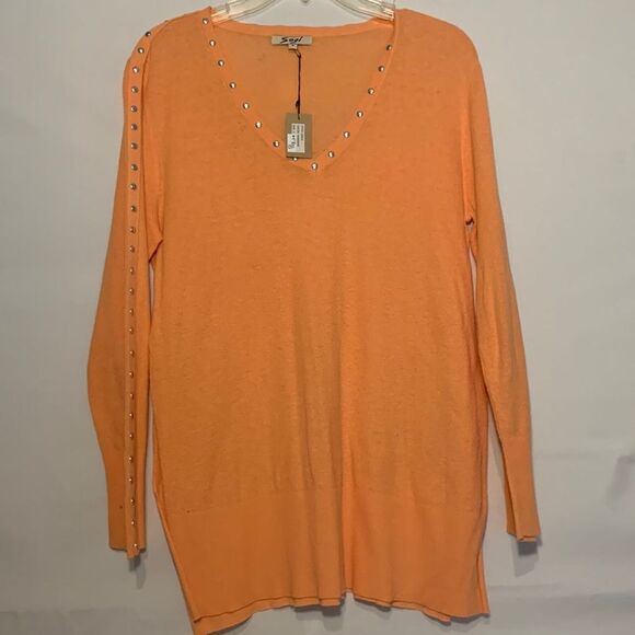 Sogi sweater NWT tangerine S Small tunic beaded - Picture 1 of 6